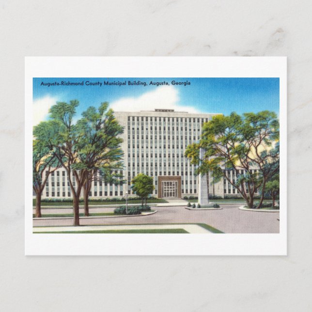 Carte Postale Bâtiment municipal du comté d'Augusta Richmond (Devant)