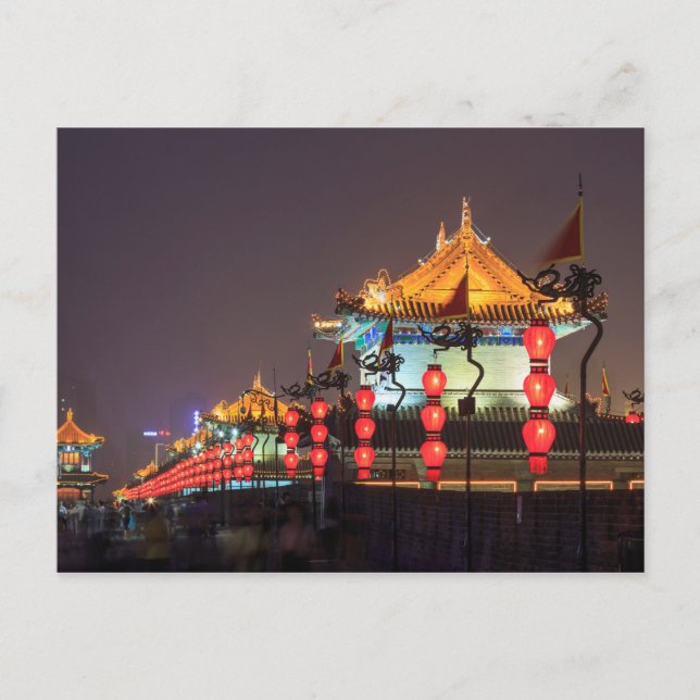 Carte Postale Bâtiment Mur De Ville La Nuit (Devant)