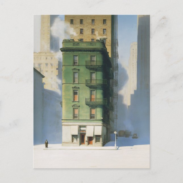 Carte Postale Bâtiment vert à New York en hiver (Devant)