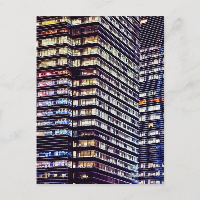 Carte Postale Bâtiments de bureau la nuit, Singapour (Devant)