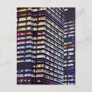 Carte Postale Bâtiments de bureau la nuit, Singapour
