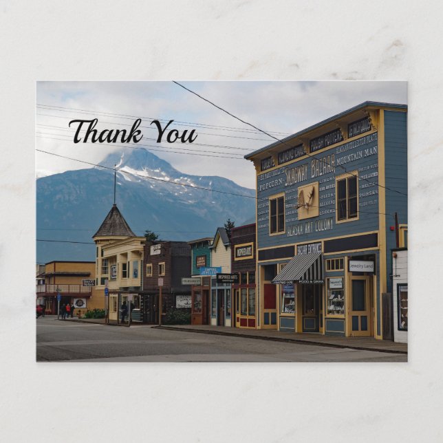 Carte Postale Bâtiments de la ville d'Alaska Skagway Photo Merci (Devant)