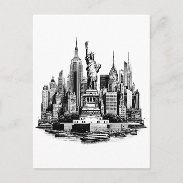 Carte Postale Bâtiments de New York City Architecture art (Devant)