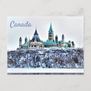Carte Postale Bâtiments du Parlement du Canada Neige Rivière des