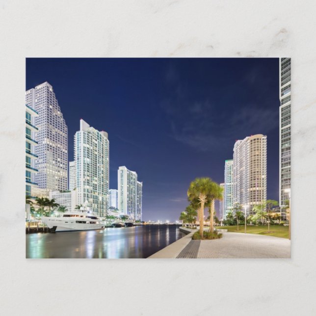 Carte Postale Bâtiments le long de la promenade de Miami River (Devant)
