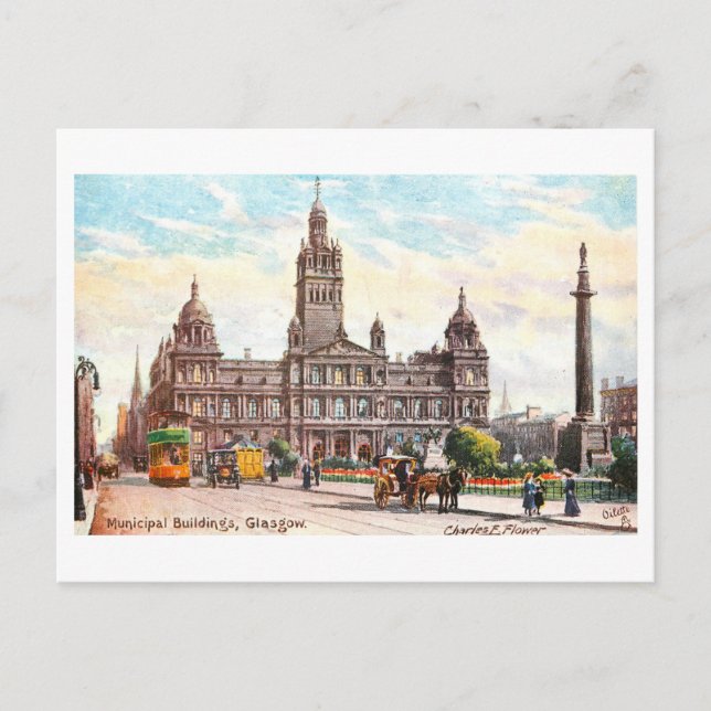 Carte Postale Bâtiments municipaux anciens à Glasgow, Écosse (Devant)