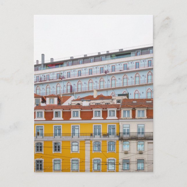 Carte Postale Bâtiments pastel fantaisistes à Lisbonne (Devant)