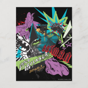 Carte Postale Batman Caped Crusader Neon Collage