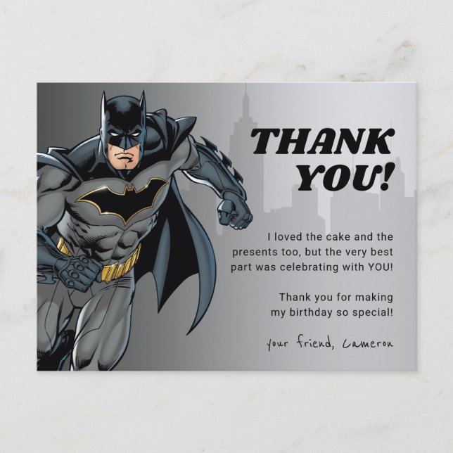 Carte Postale Batman | Chalkboard Joyeux Merci d'anniversaire (Devant)