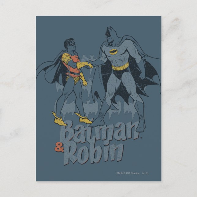 Carte Postale Batman Et Robin Distressed Graphisme (Devant)