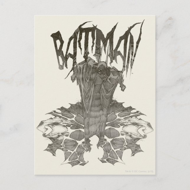 Carte Postale Batman | Graphisme Nouveau crayon Croquis logo bei (Devant)