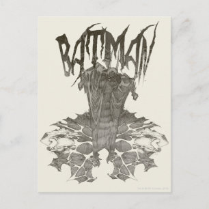 Carte Postale Batman Graphisme Nouveau crayon Croquis logo bei
