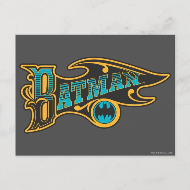 Carte Postale Batman | Logo Turquoise Vintage (Devant)