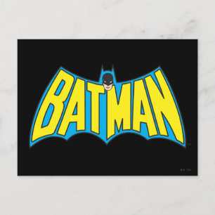 Carte Postale Batman Logo Vintage bleu jaune