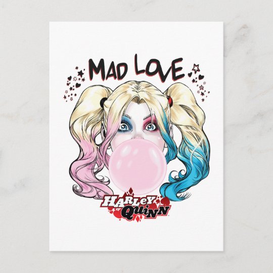 Carte Postale Batman Mad Love Harley Quinn Chewing Bubble Gum Zazzle Fr