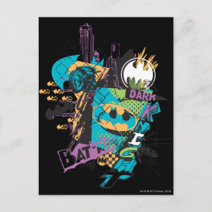 Carte Postale Batman Neon The Dark Knight Collage