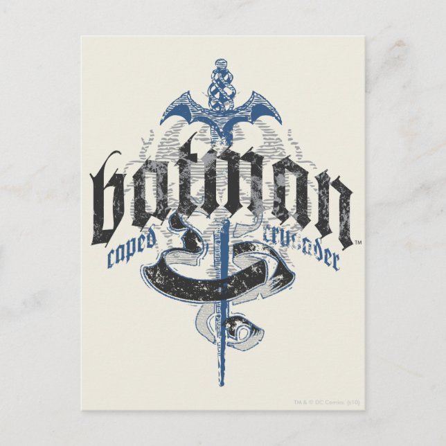 Carte Postale Batman | Nom avec logo épée (Devant)