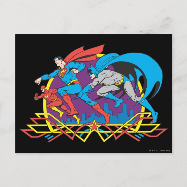 Carte Postale Batman + Superman + Flash (Devant)