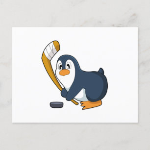 Carte Postale Bâton de hockey sur glace Pingouin
