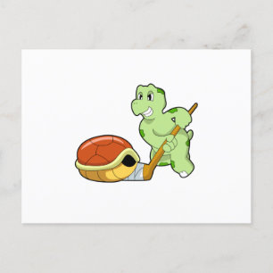 Carte Postale Bâton de hockey sur glace Tortue