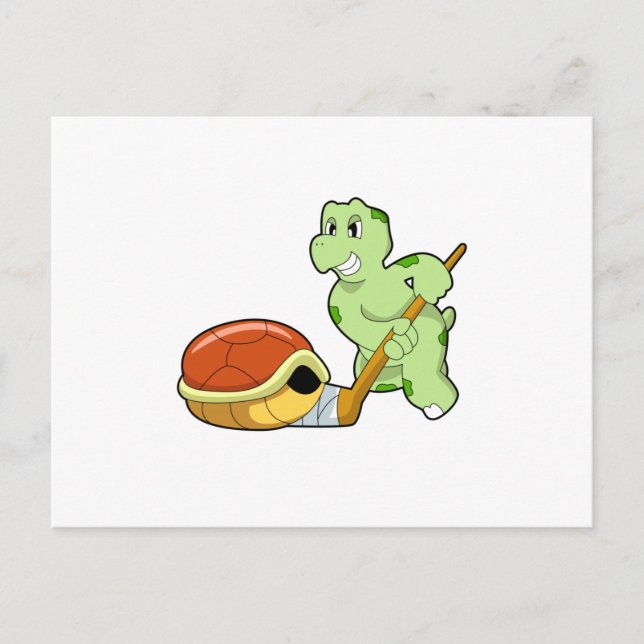 Carte Postale Bâton de hockey sur glace Tortue (Devant)