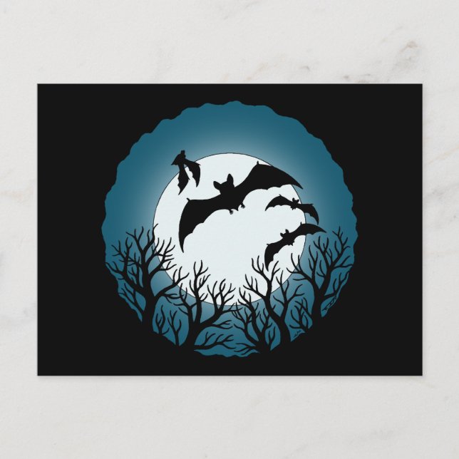 Carte Postale Bats and Trees Against the Moon (Devant)