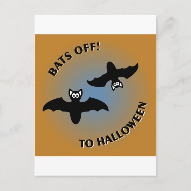 Carte Postale Bats d'Halloween bleu orange (Devant)