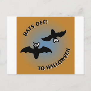Carte Postale Bats d'Halloween bleu orange