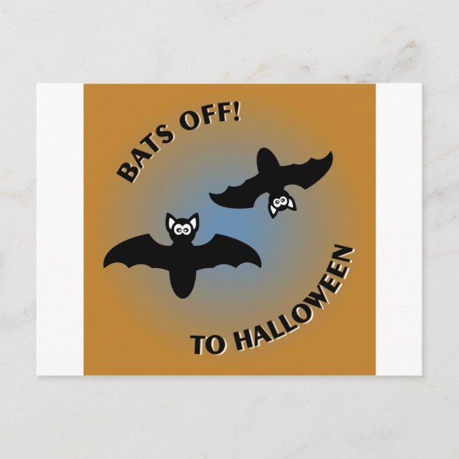 Carte Postale Bats d'Halloween bleu orange (Devant)