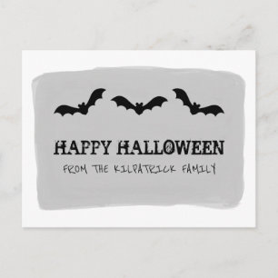 Carte Postale Bats gris aquarelle Halloween