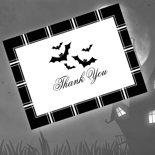 Carte Postale Bats Halloween Merci noir (Créateur téléchargé)