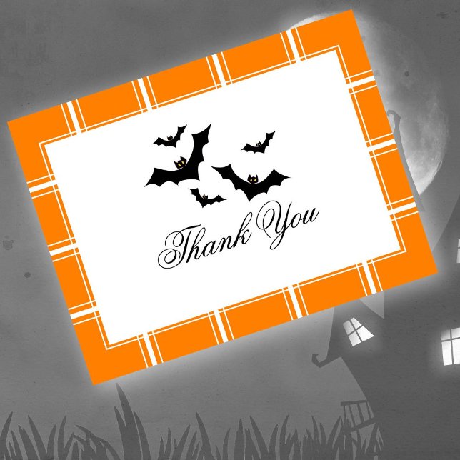 Carte Postale Bats Merci Halloween Blanc (Créateur téléchargé)