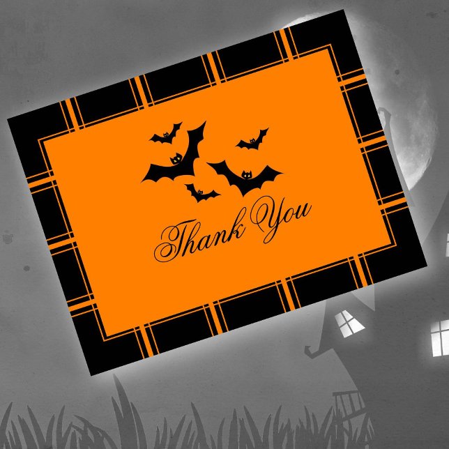 Carte Postale Bats Merci Halloween Orange (Créateur téléchargé)
