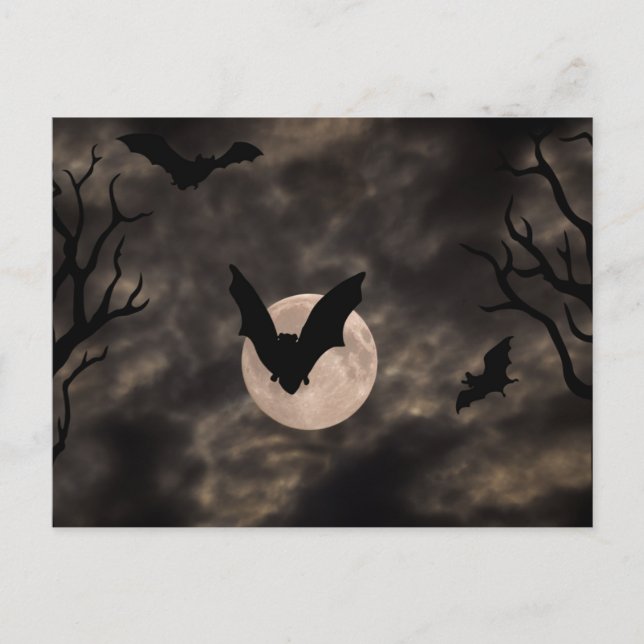 Carte Postale Bats Nuit Sombre Halloween (Devant)