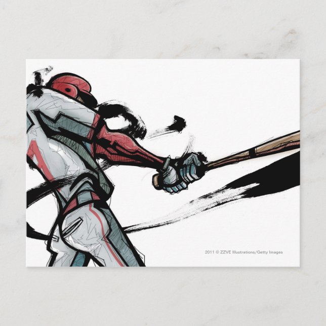 Carte Postale Batte de oscillation de joueur de baseball, vue de (Devant)