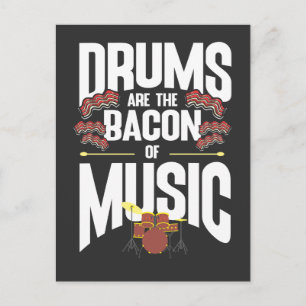 Carte Postale Batterie Bacon Musique Instrument Drummer Percussi
