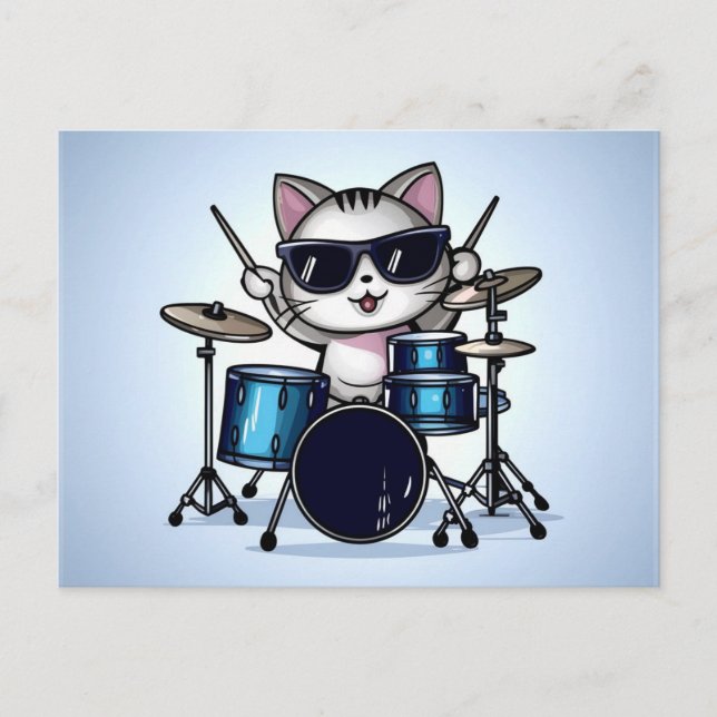 Carte Postale Batterie de chat cool vide (Devant)