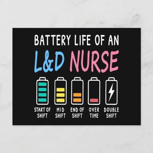Carte Postale Batterie d'une infirmière en L&D humour graphique (Devant)