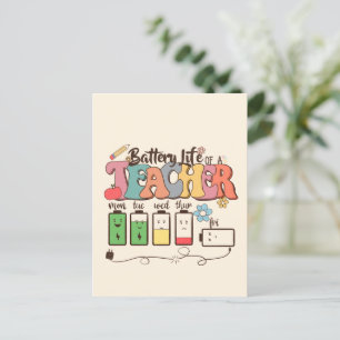 Carte Postale Batterie vie d'un enseignant - Éducateur relatif
