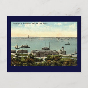 Carte Postale Battery Park Aquarium NY 1920 Vintage