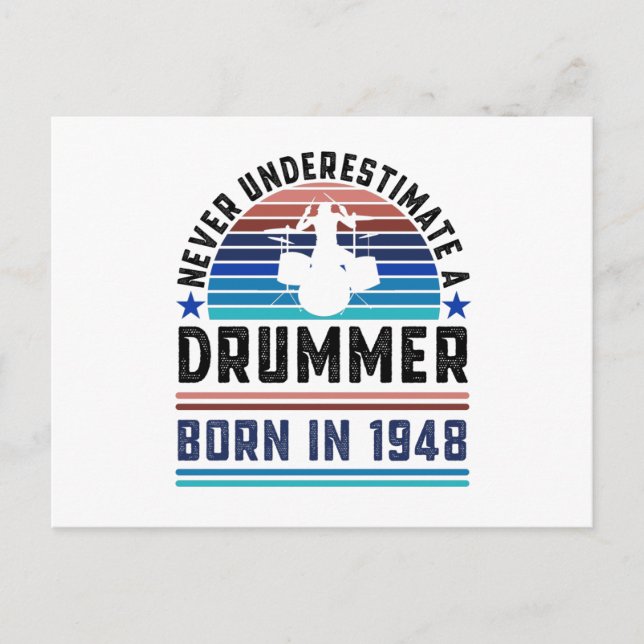 Carte Postale Batteur né 1948 80e anniversaire Drumming Cadeau p (Devant)