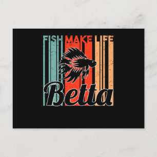 Carte Postale Battre Aquarium de poisson Betta Aquarist Retro