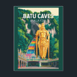 Carte Postale Batu Caves Malaisie Illustration Art de Voyage Rét<br><div class="desc">Conception de voyage vectorielle rétro de Batu Caves. Batu Caves,  situé juste à l'extérieur de Kuala Lumpur,  est une colline de calcaire célèbre dans le monde entier avec une série de temples hindous et la statue dorée géante de Lord Murugan.</div>