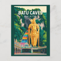 Batu Caves Malaisie Illustration Art de Voyage Rét