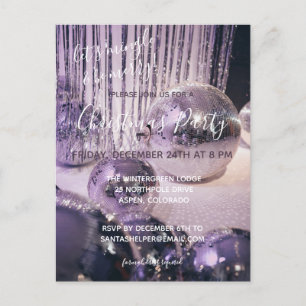 Carte Postale Baubles d'argent et violet fête de Noël Invitati