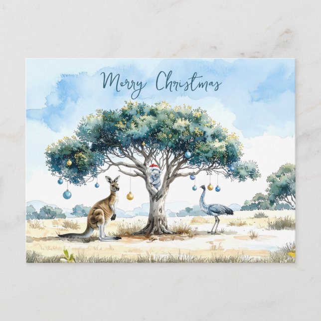 Carte Postale Baubles de Noël de Kangourou Koala et Émeu Gumtree (Devant)