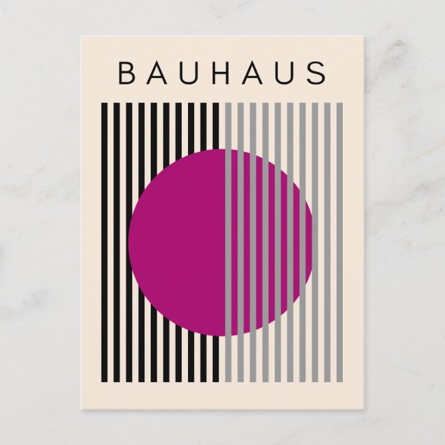 Carte Postale Bauhaus Art Moderne Violet Cercle Stripes (Devant)