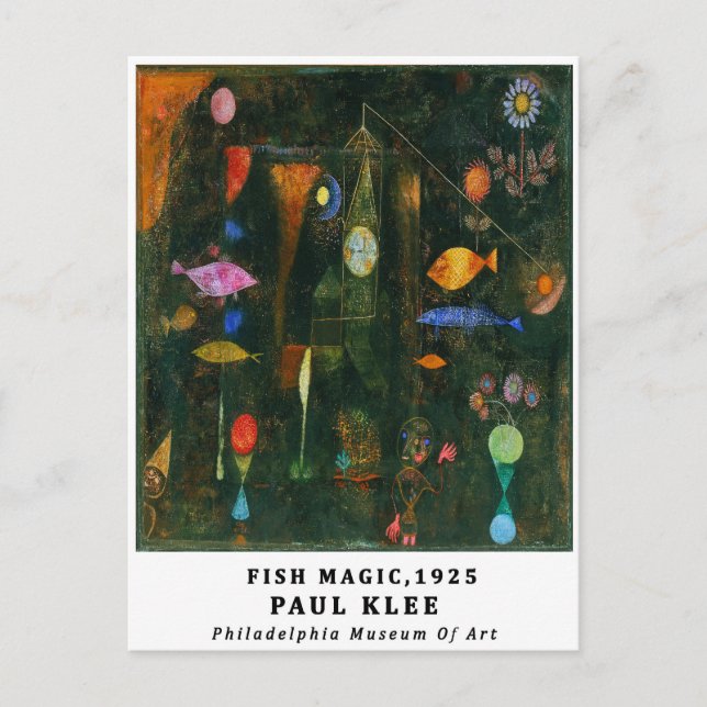 Carte Postale Bauhaus Paul Klee Fish Magic Exposition (Devant)