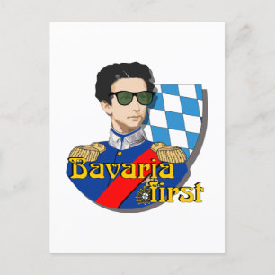 Carte Postale Bavaria First Roi Louis II avec lunettes