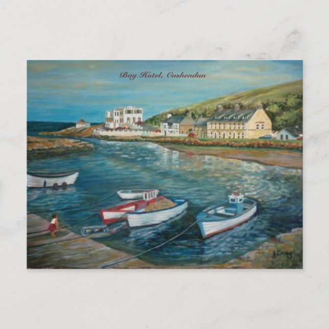 Carte Postale Bay Hotel Cushendun peinture à l'huile par Joanne  (Devant)